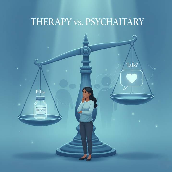 Therapy vs. Psychiatry Do I Need Pills or Just Talk